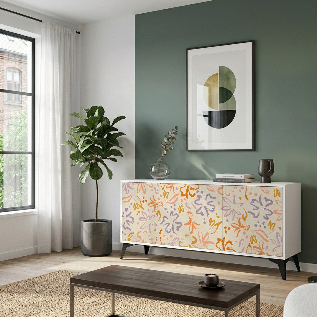 SPRING WHIMSY Madia a 3 Ante in Finitura Bianca