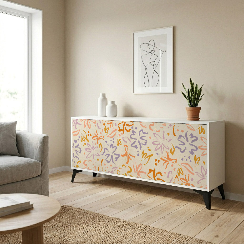 SPRING WHIMSY Madia a 3 Ante in Finitura Bianca