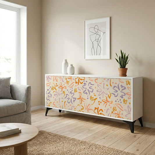 SPRING WHIMSY 3-Door Sideboard in White Finish