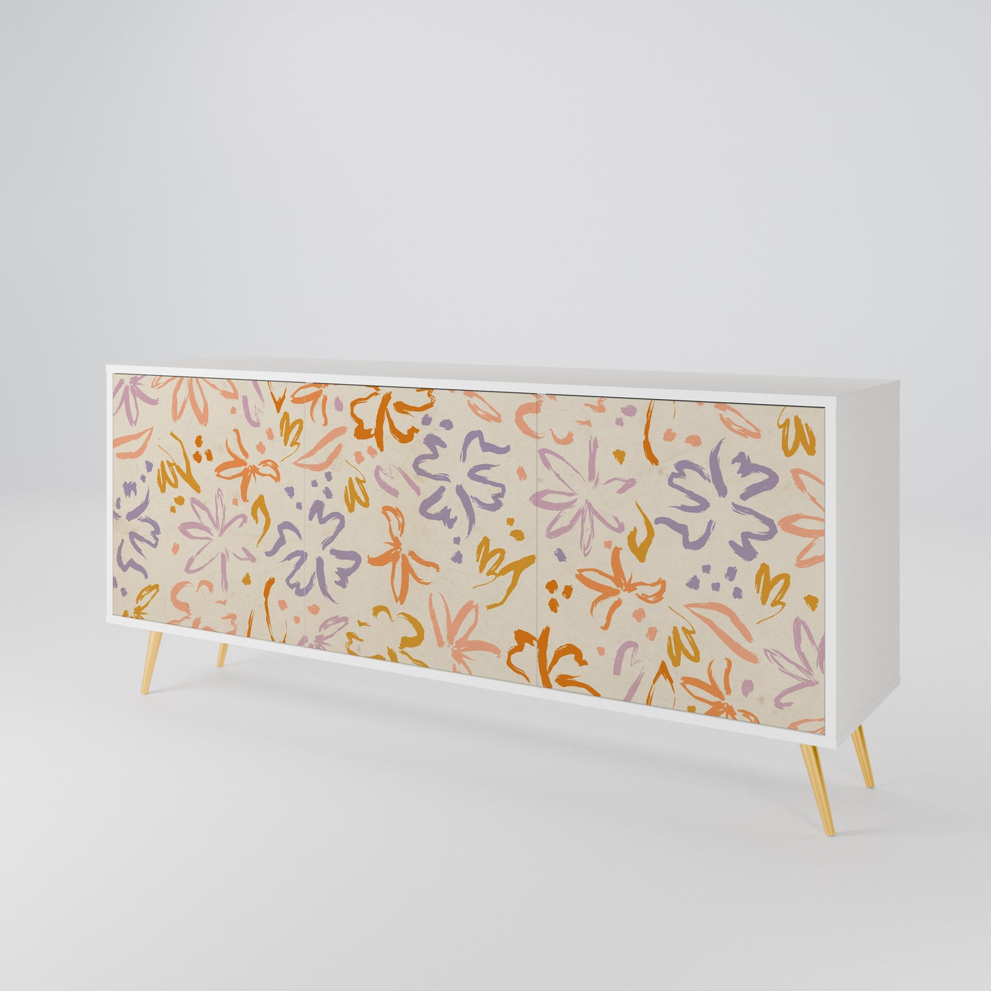 SPRING WHIMSY Madia a 3 Ante in Finitura Bianca