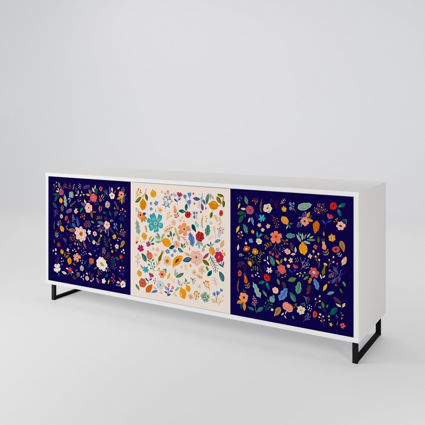 FLORAL COMBINATION Madia a 3 Ante in Finitura Bianca