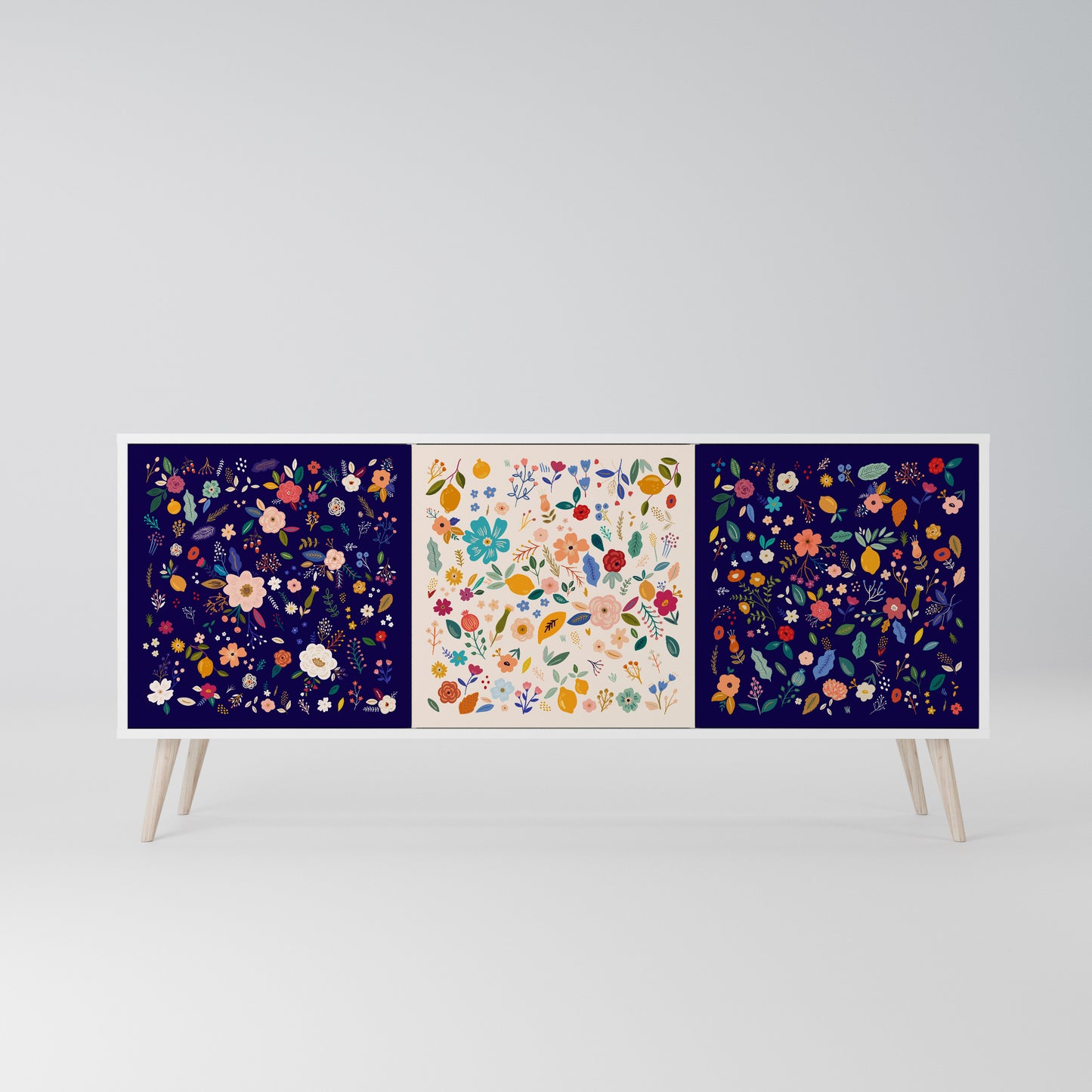 FLORAL COMBINATION Madia a 3 Ante in Finitura Bianca