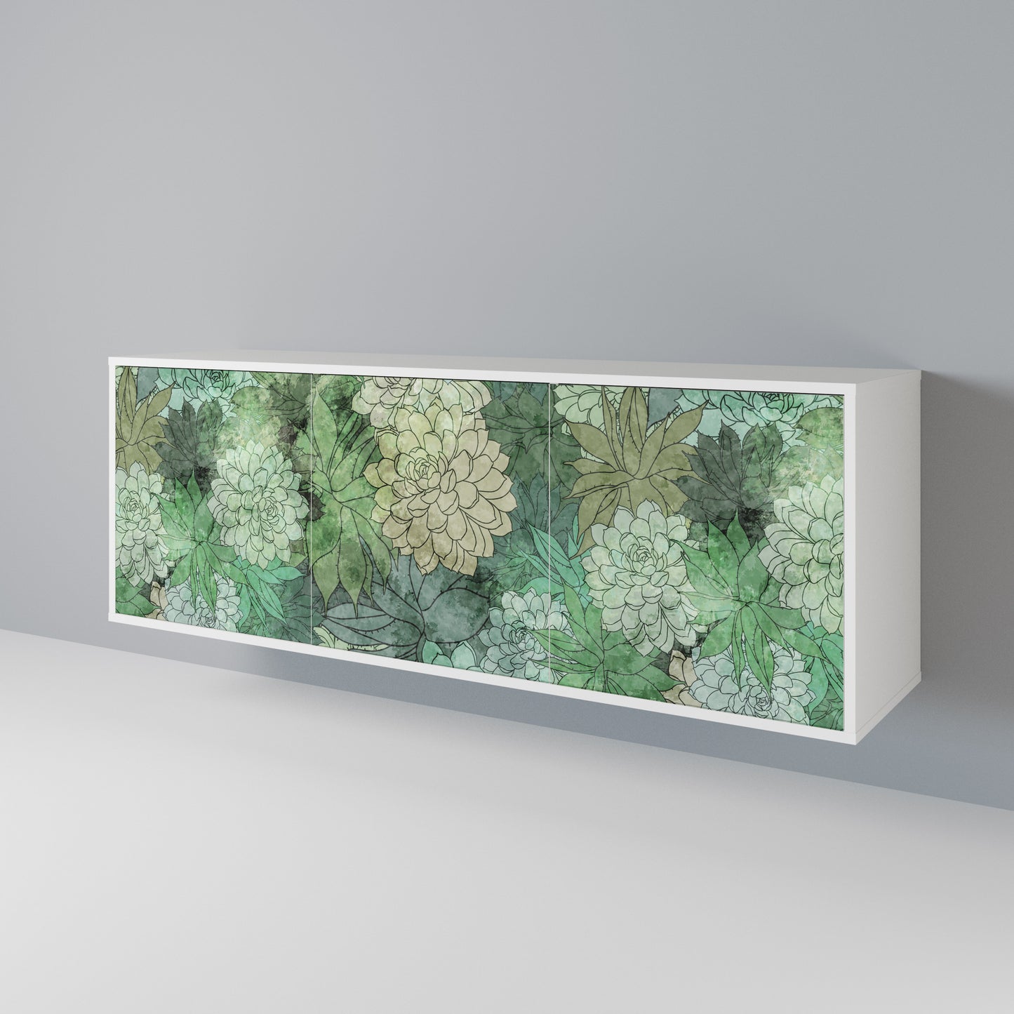 SUCCULENT CLUSTER Madia a 3 Ante in Finitura Bianca