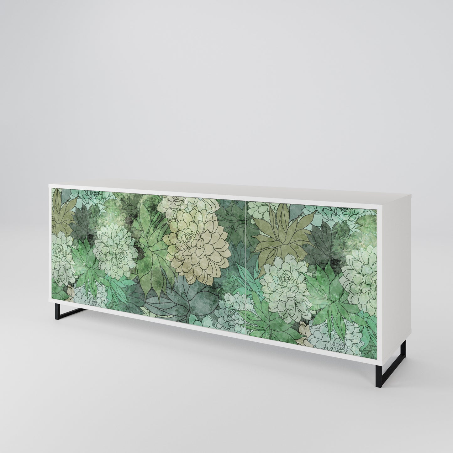 SUCCULENT CLUSTER Madia a 3 Ante in Finitura Bianca