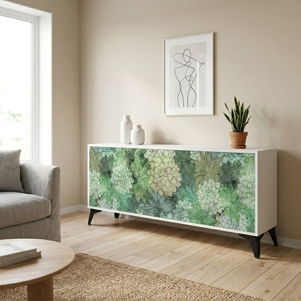 SUCCULENT CLUSTER Madia a 3 Ante in Finitura Bianca