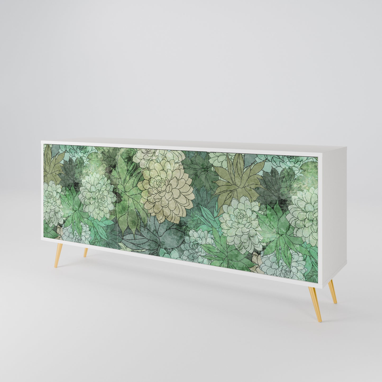 SUCCULENT CLUSTER Madia a 3 Ante in Finitura Bianca