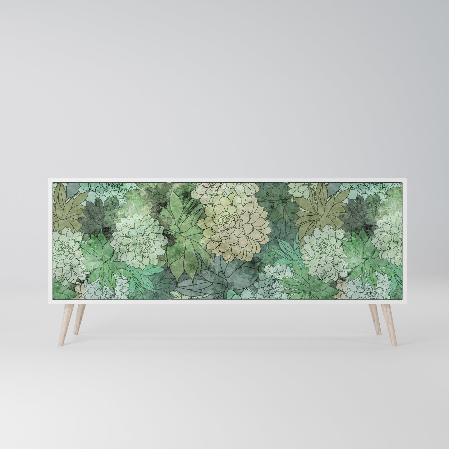 SUCCULENT CLUSTER Madia a 3 Ante in Finitura Bianca