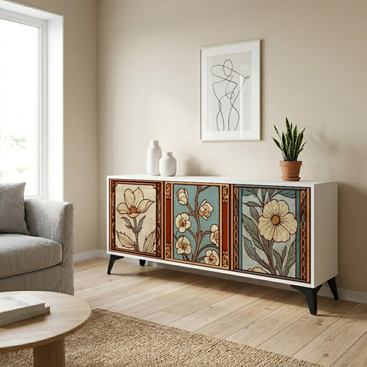 TIMELESS FLORA 3-Door Sideboard in White Finish