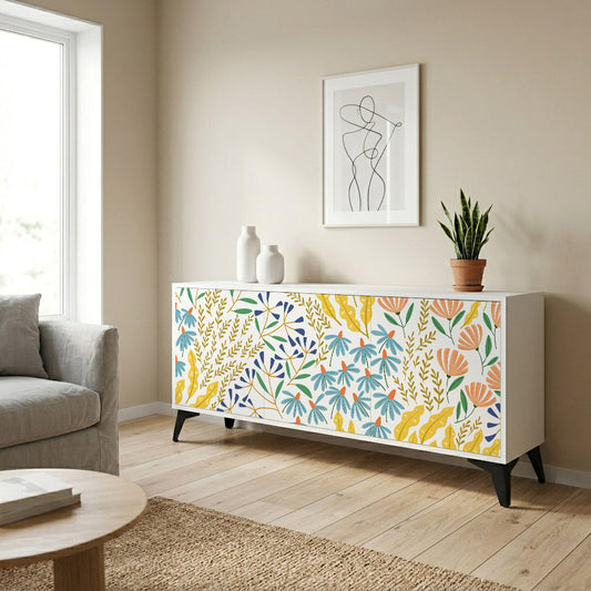HELLO SPRING 3-Door Sideboard in White Finish