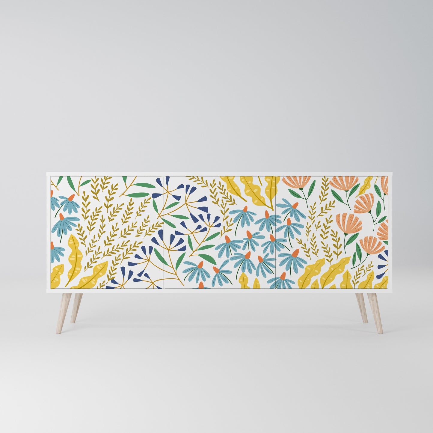 HELLO SPRING Madia a 3 Ante in Finitura Bianca