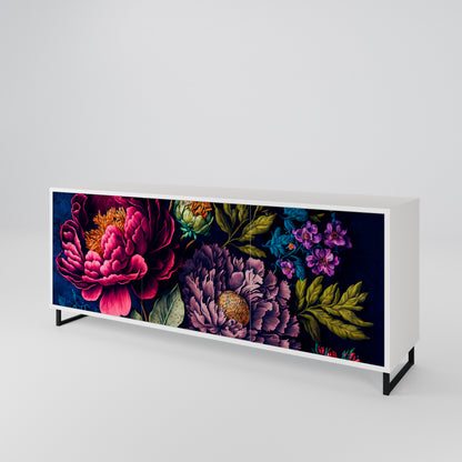BLOOMING ELEGANCE 3-Door Sideboard in White Finish