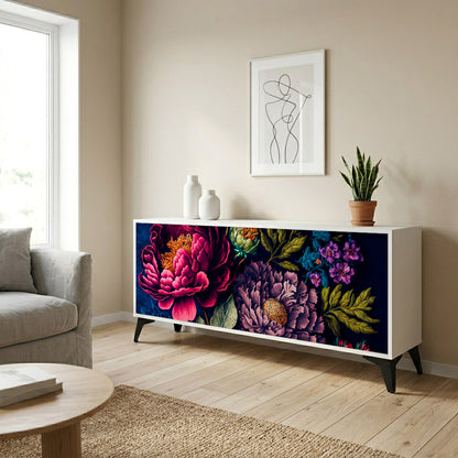 BLOOMING ELEGANCE 3-Door Sideboard in White Finish