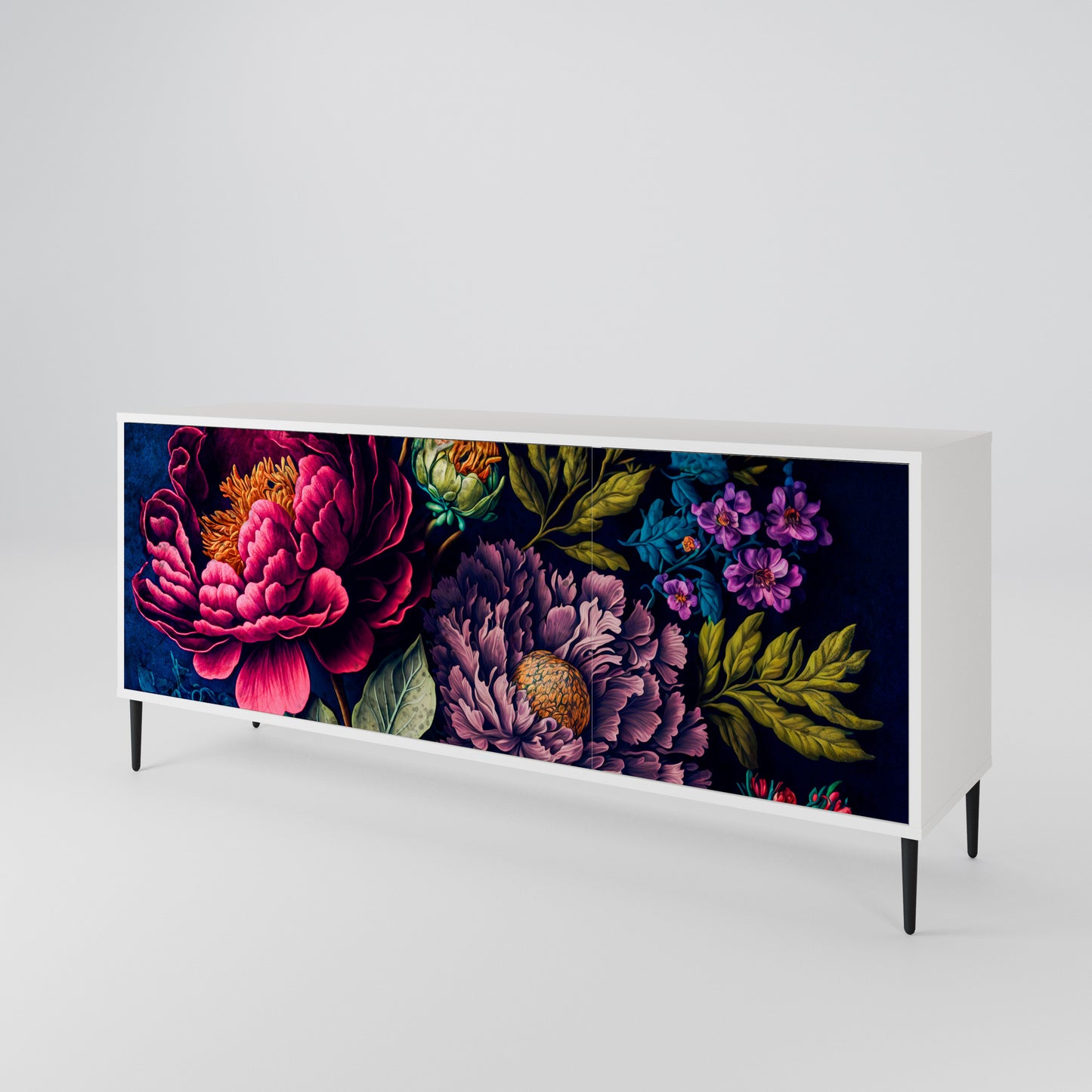 BLOOMING ELEGANCE 3-Door Sideboard in White Finish