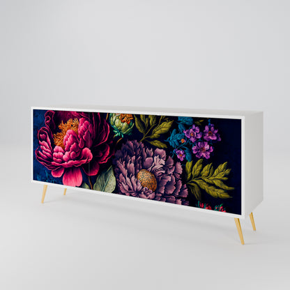 BLOOMING ELEGANCE 3-Door Sideboard in White Finish