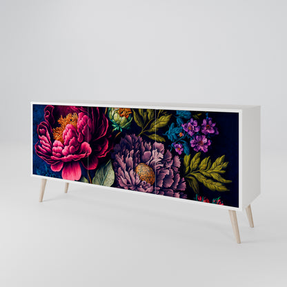 BLOOMING ELEGANCE 3-Door Sideboard in White Finish
