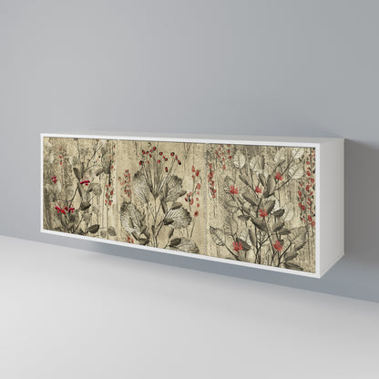 HERBAL GRACE 3-Door Sideboard in White Finish