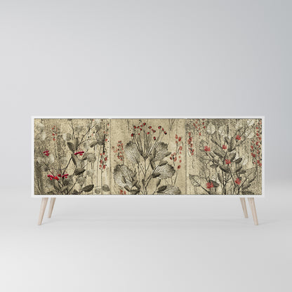 HERBAL GRACE 3-Door Sideboard in White Finish