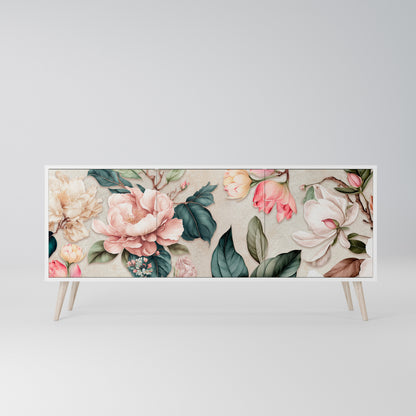 FLORAL GRACE 3-Door Sideboard in White Finish