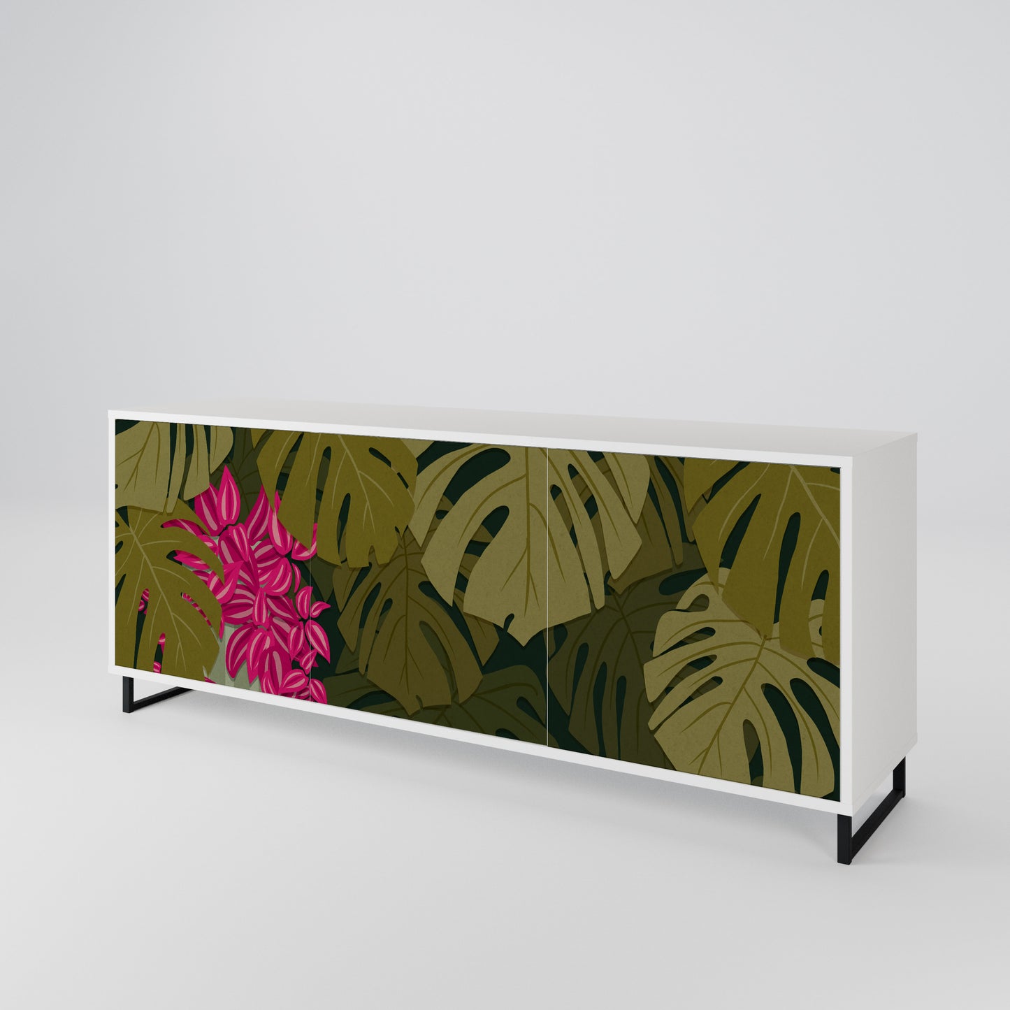 TROPICAL BEAUTY 3-Door Sideboard in White Finish