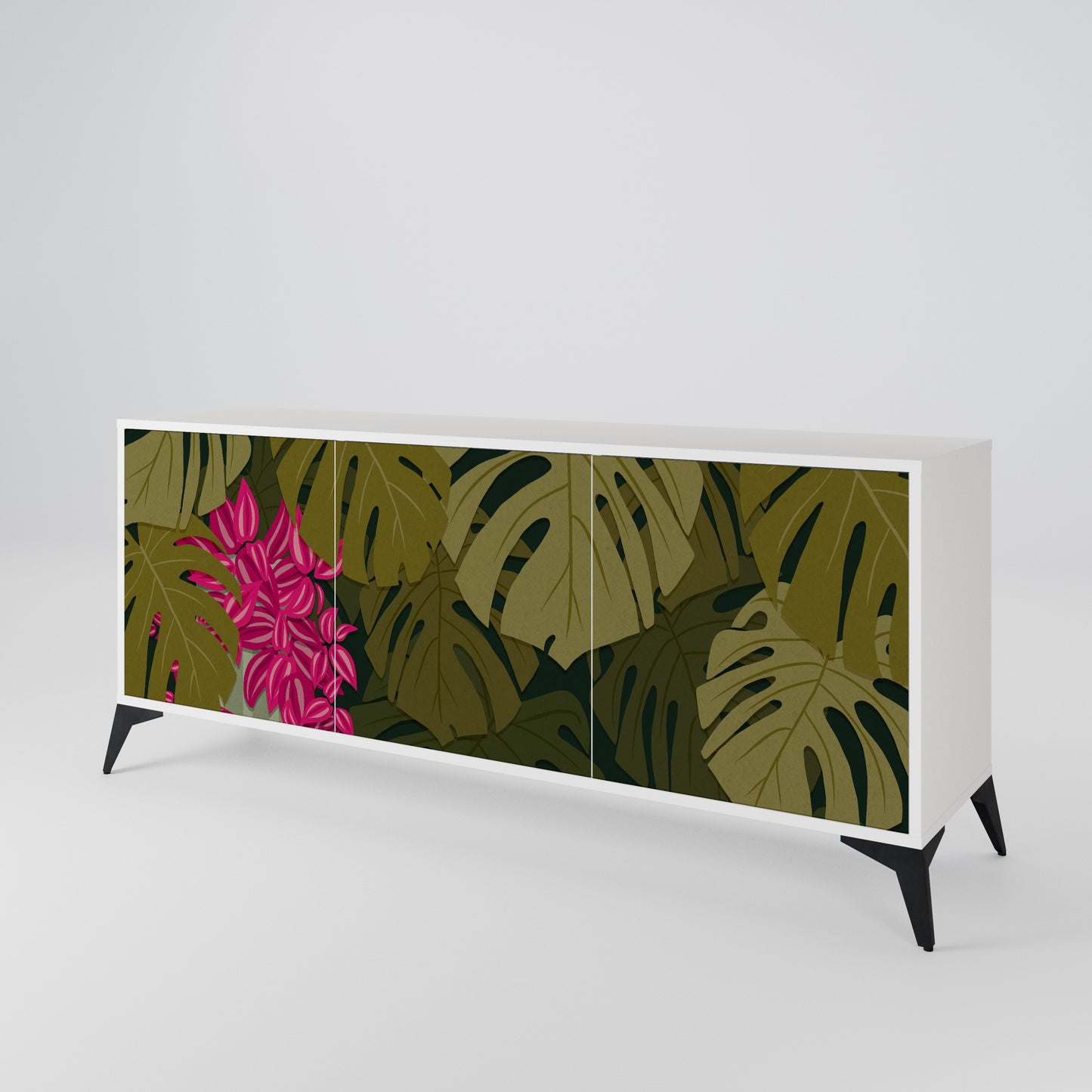 TROPICAL BEAUTY 3-Door Sideboard in White Finish