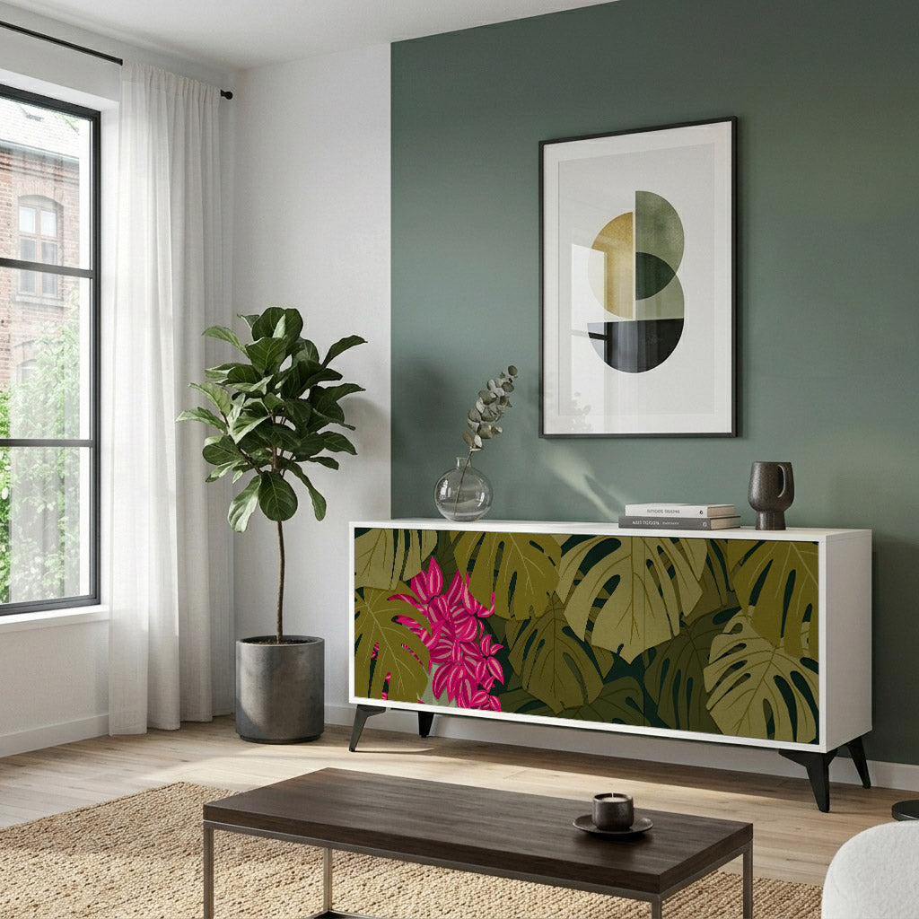 TROPICAL BEAUTY 3-Door Sideboard in White Finish