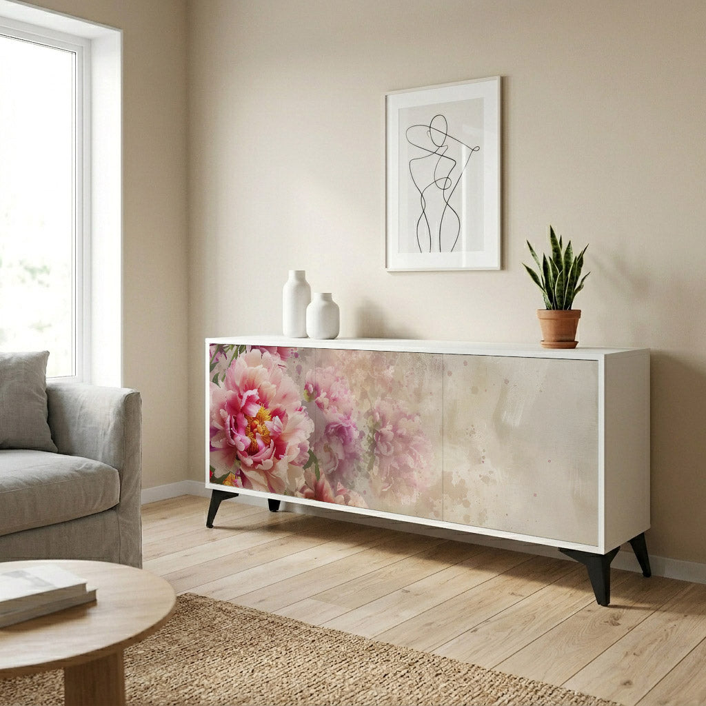 PEONY WHISPER Madia a 3 Ante in Finitura Bianca
