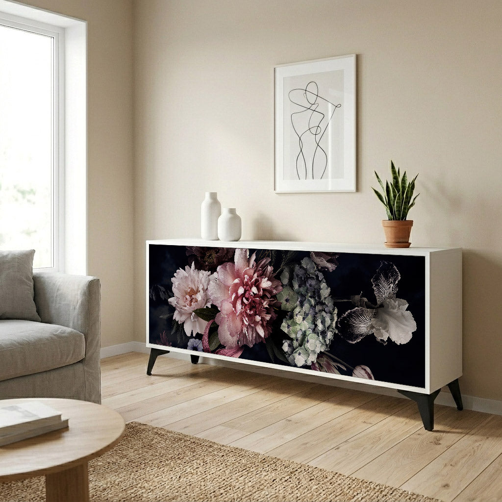 PURE BLOSSOM Madia a 3 Ante in Finitura Bianca