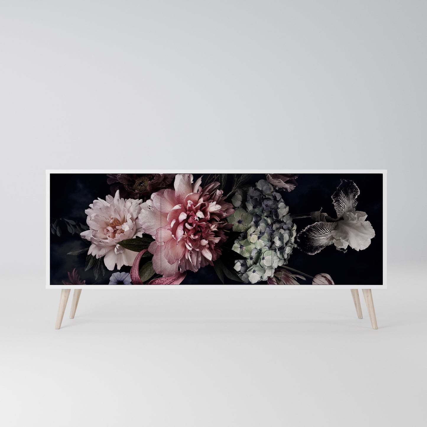 PURE BLOSSOM Madia a 3 Ante in Finitura Bianca