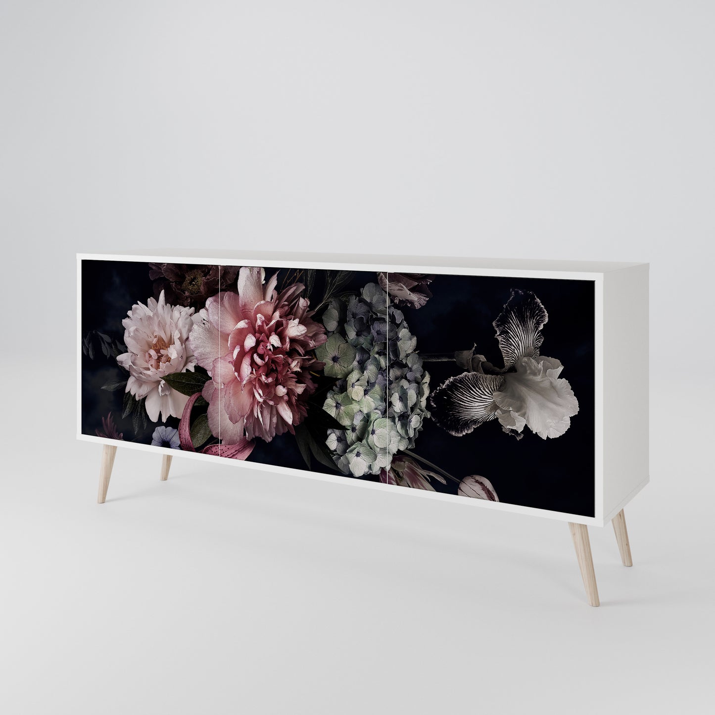 PURE BLOSSOM Madia a 3 Ante in Finitura Bianca