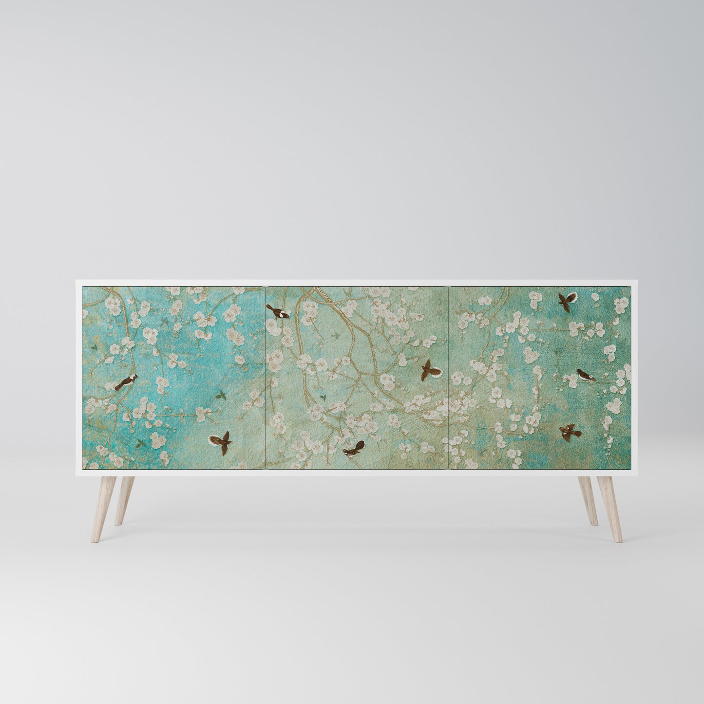 BLOOMING CHARM Madia a 3 Ante in Finitura Bianca