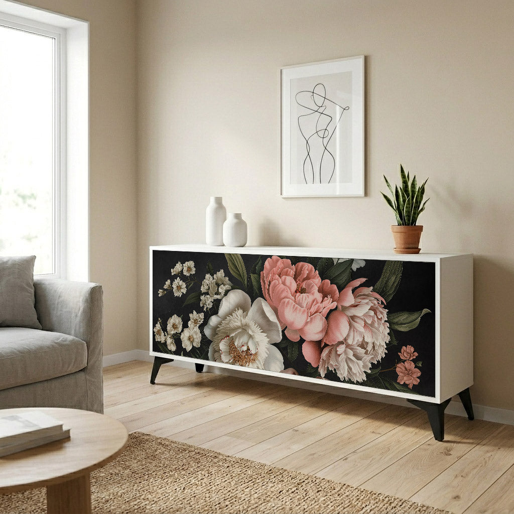 LUSH ELEGANCE Madia a 3 Ante in Finitura Bianca