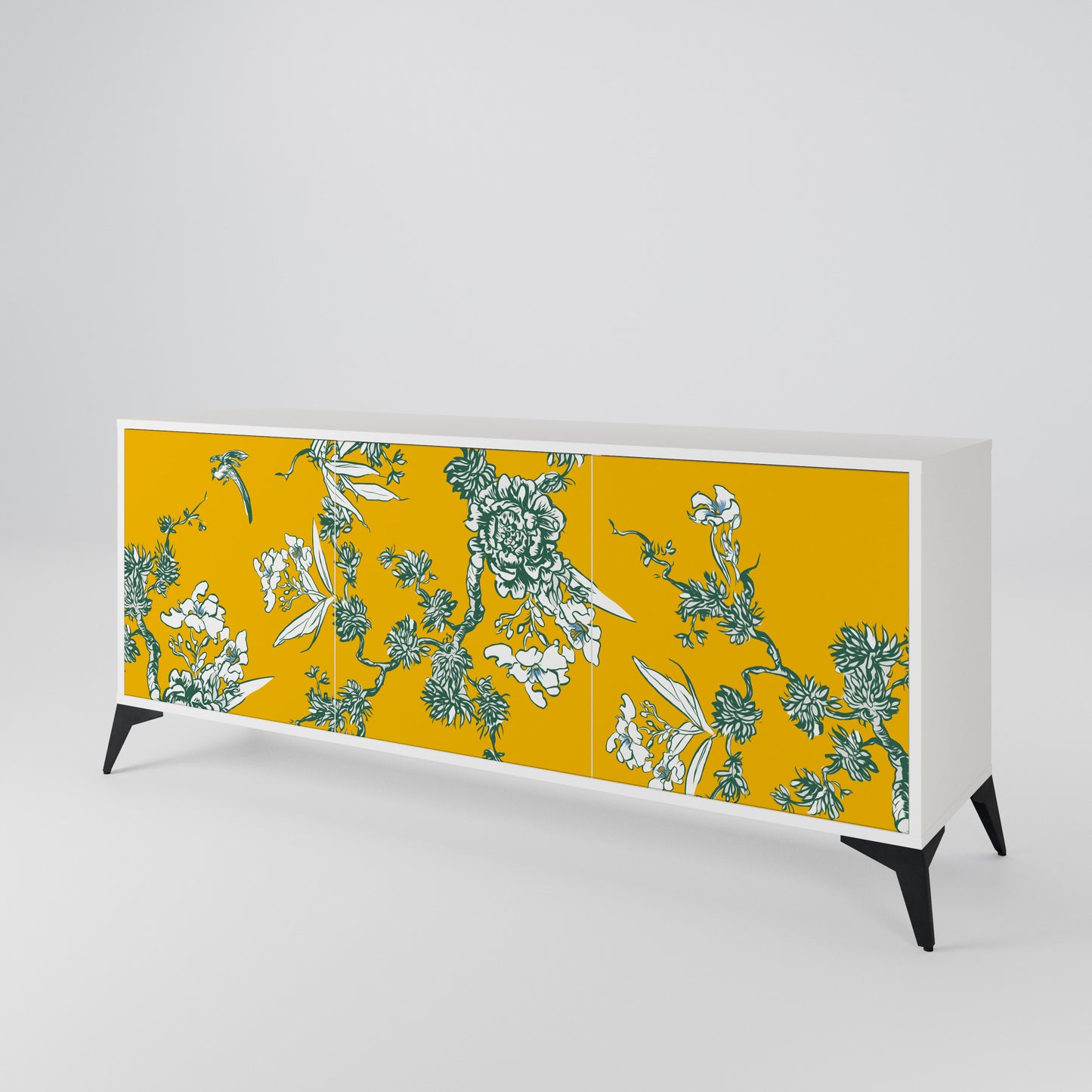 YELLOW CHINOISERIE Madia a 3 Ante in Finitura Bianca