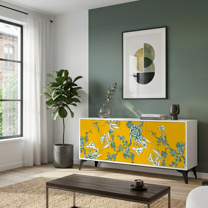 YELLOW CHINOISERIE Madia a 3 Ante in Finitura Bianca