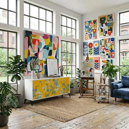 YELLOW CHINOISERIE Madia a 3 Ante in Finitura Bianca