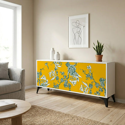YELLOW CHINOISERIE Madia a 3 Ante in Finitura Bianca