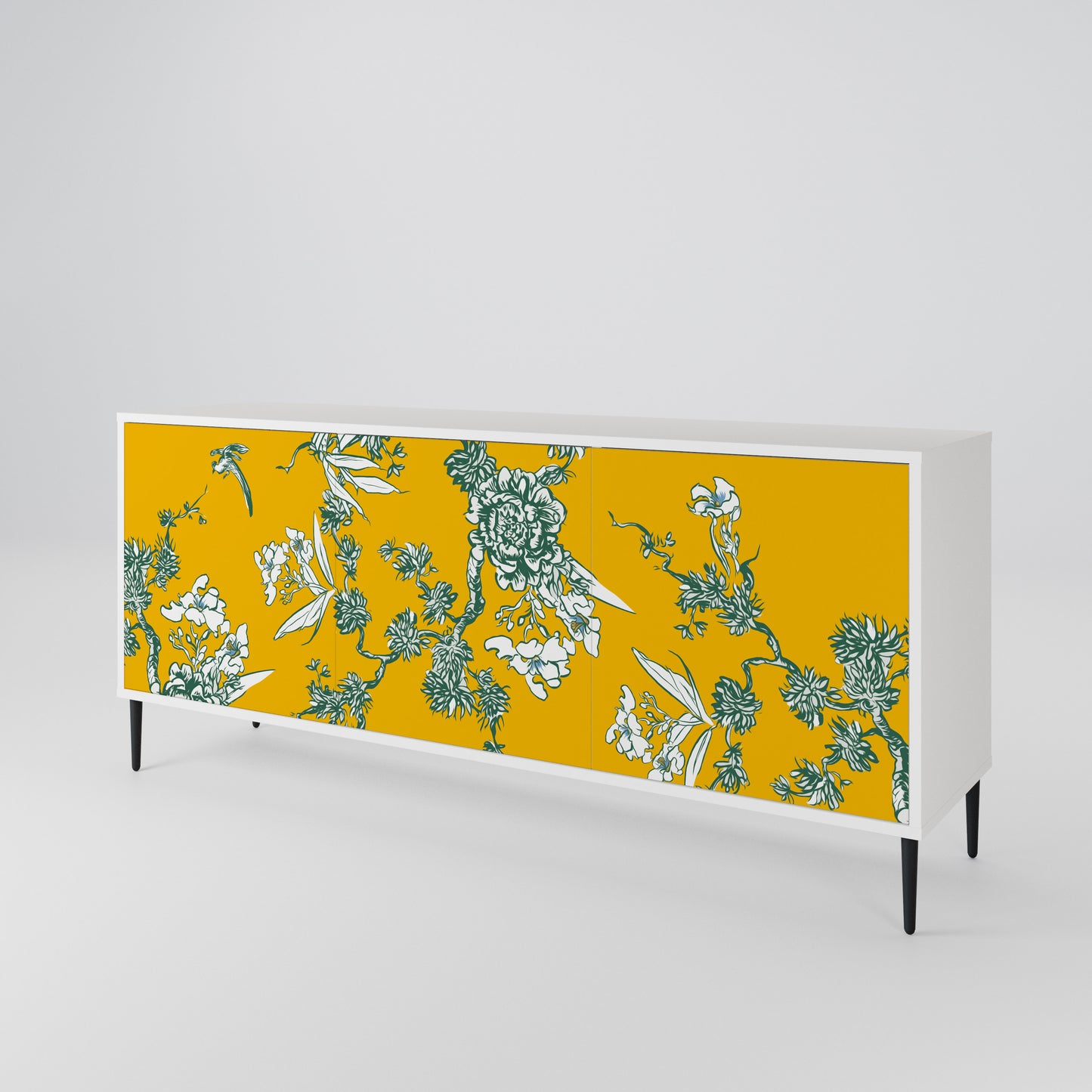 YELLOW CHINOISERIE Madia a 3 Ante in Finitura Bianca