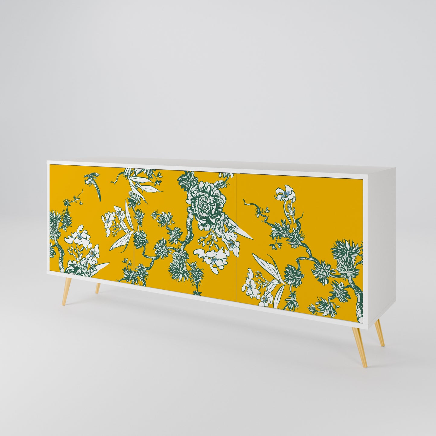 YELLOW CHINOISERIE Madia a 3 Ante in Finitura Bianca