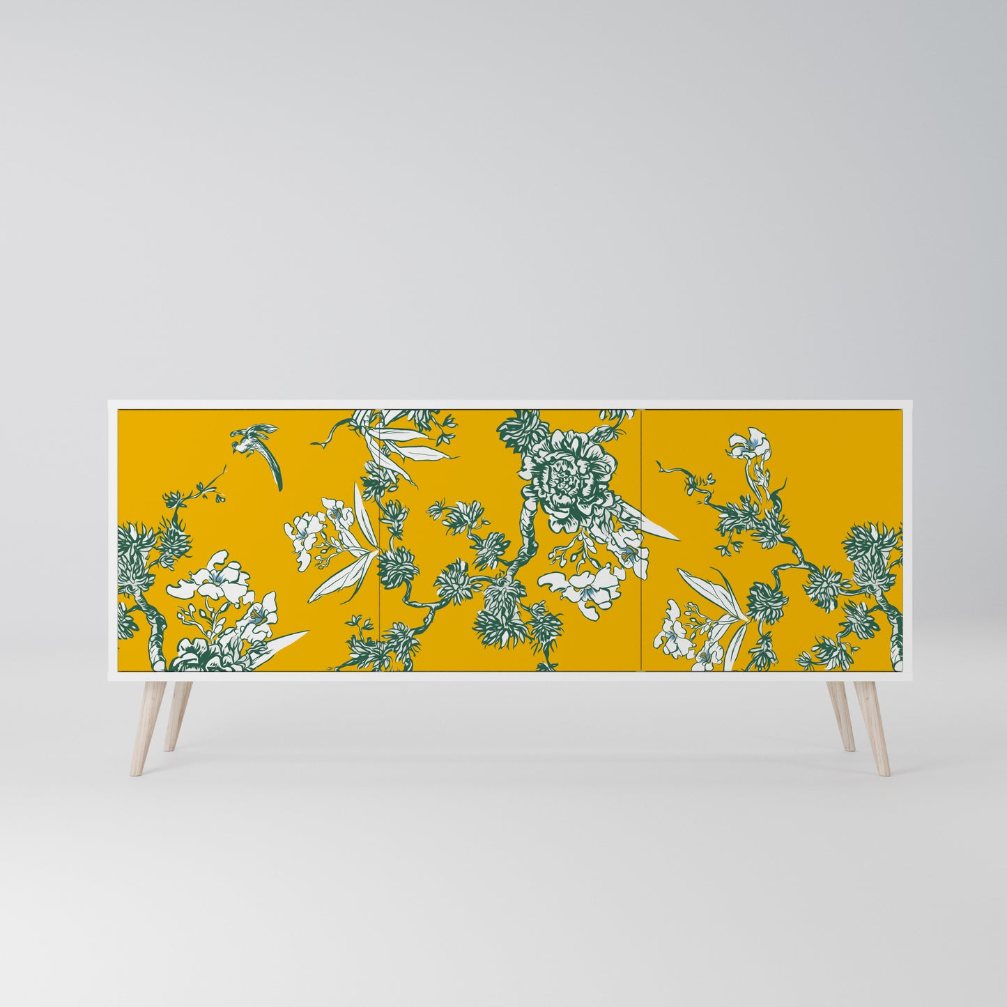 YELLOW CHINOISERIE Madia a 3 Ante in Finitura Bianca