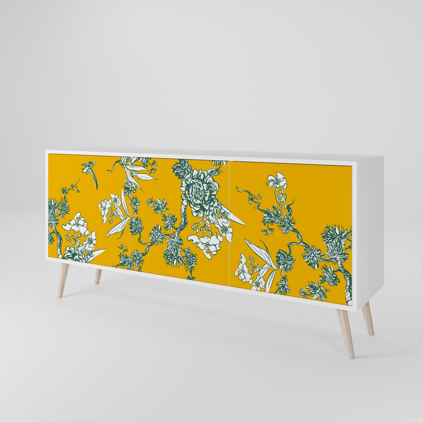 YELLOW CHINOISERIE Madia a 3 Ante in Finitura Bianca