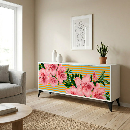 FRAGILE BEAUTY 3-Door Sideboard in White Finish