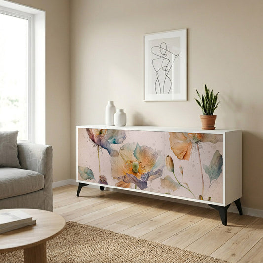 SOFTEN POPPY 3-Door Sideboard in White Finish