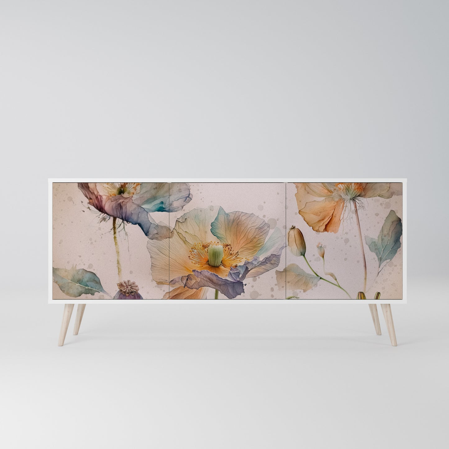 SOFTEN POPPY Madia a 3 Ante in Finitura Bianca