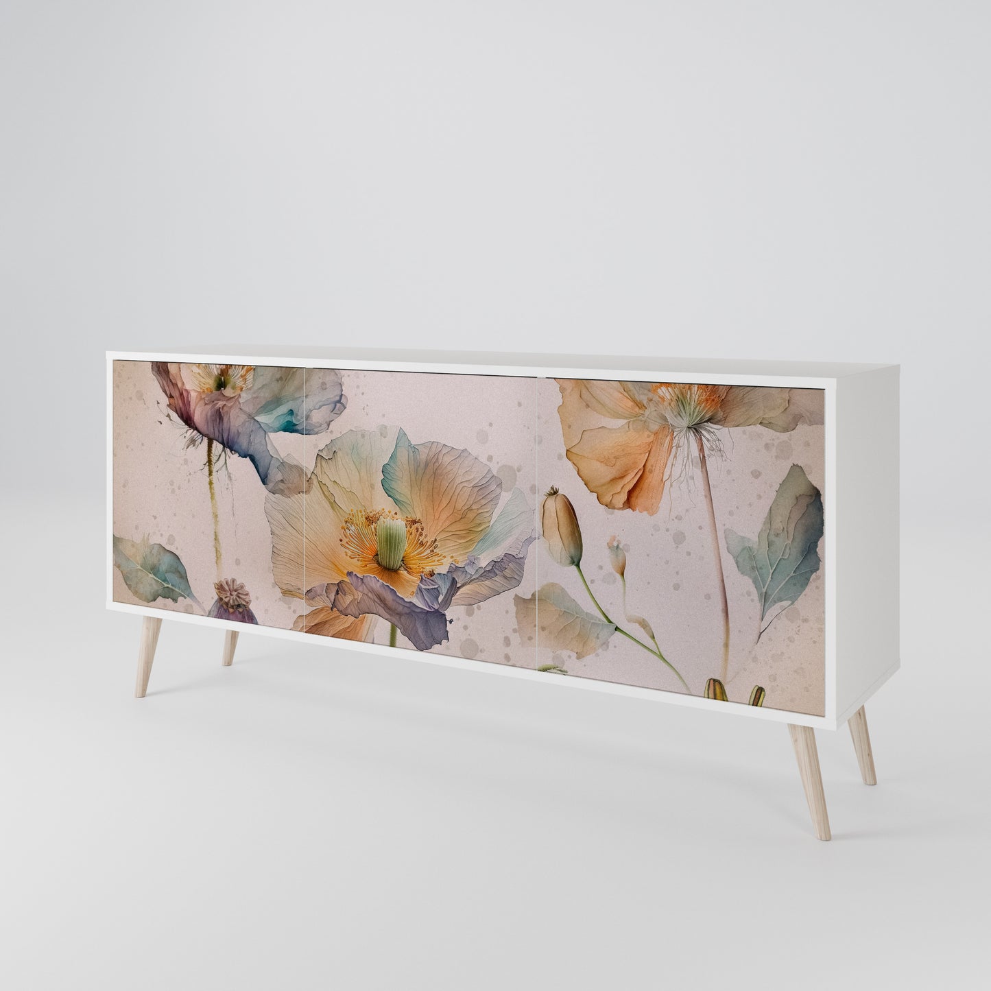 SOFTEN POPPY Madia a 3 Ante in Finitura Bianca