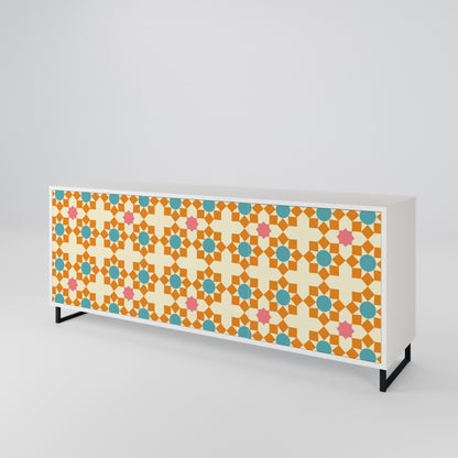 FLORAL DECOR Madia a 3 Ante in Finitura Bianca