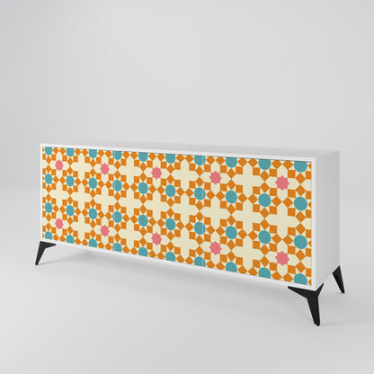 FLORAL DECOR Madia a 3 Ante in Finitura Bianca