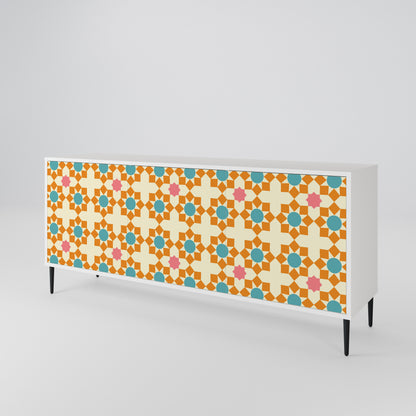 FLORAL DECOR Madia a 3 Ante in Finitura Bianca
