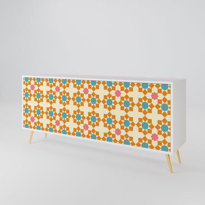 FLORAL DECOR Madia a 3 Ante in Finitura Bianca