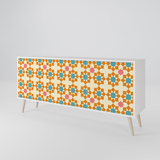 FLORAL DECOR 3-Door Sideboard in White Finish