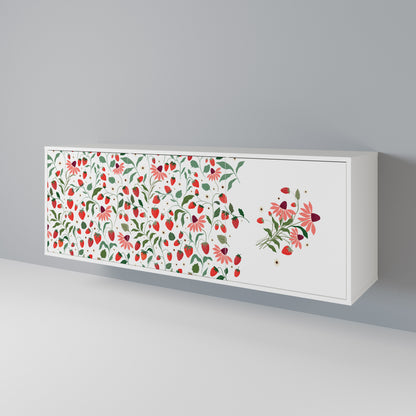 FLOWERS AND STRAWBERRIES Madia a 3 Ante in Finitura Bianca