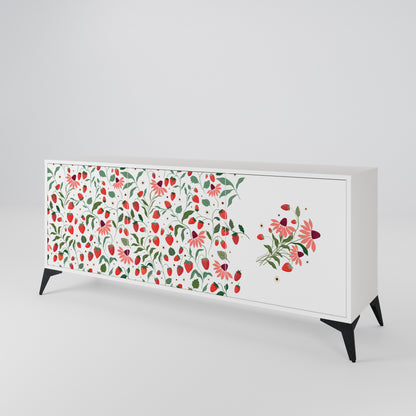 FLOWERS AND STRAWBERRIES Madia a 3 Ante in Finitura Bianca